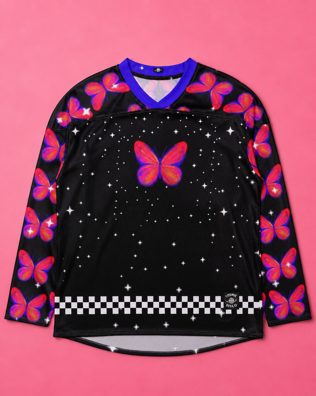 Starry Butterfly Rave Jersey – Cosmic Celestial Festival Long Sleeve Jersey