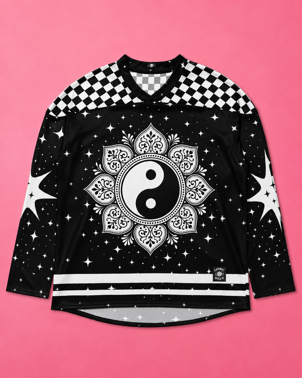 Yin Yang Mandala Rave Jersey – Black & White Festival Long Sleeve Jersey