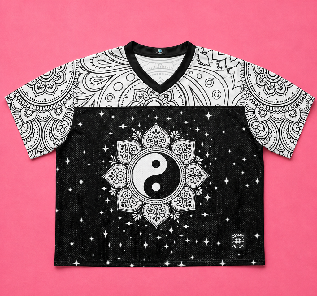 Yin Yang Mandala Rave Jersey – Black & White Festival Short Sleeve Jersey