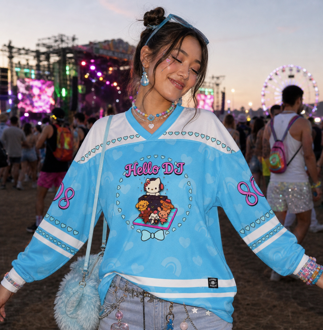 Hello DJ Rave Jersey – Blue Kawaii Festival Long Sleeve Jersey