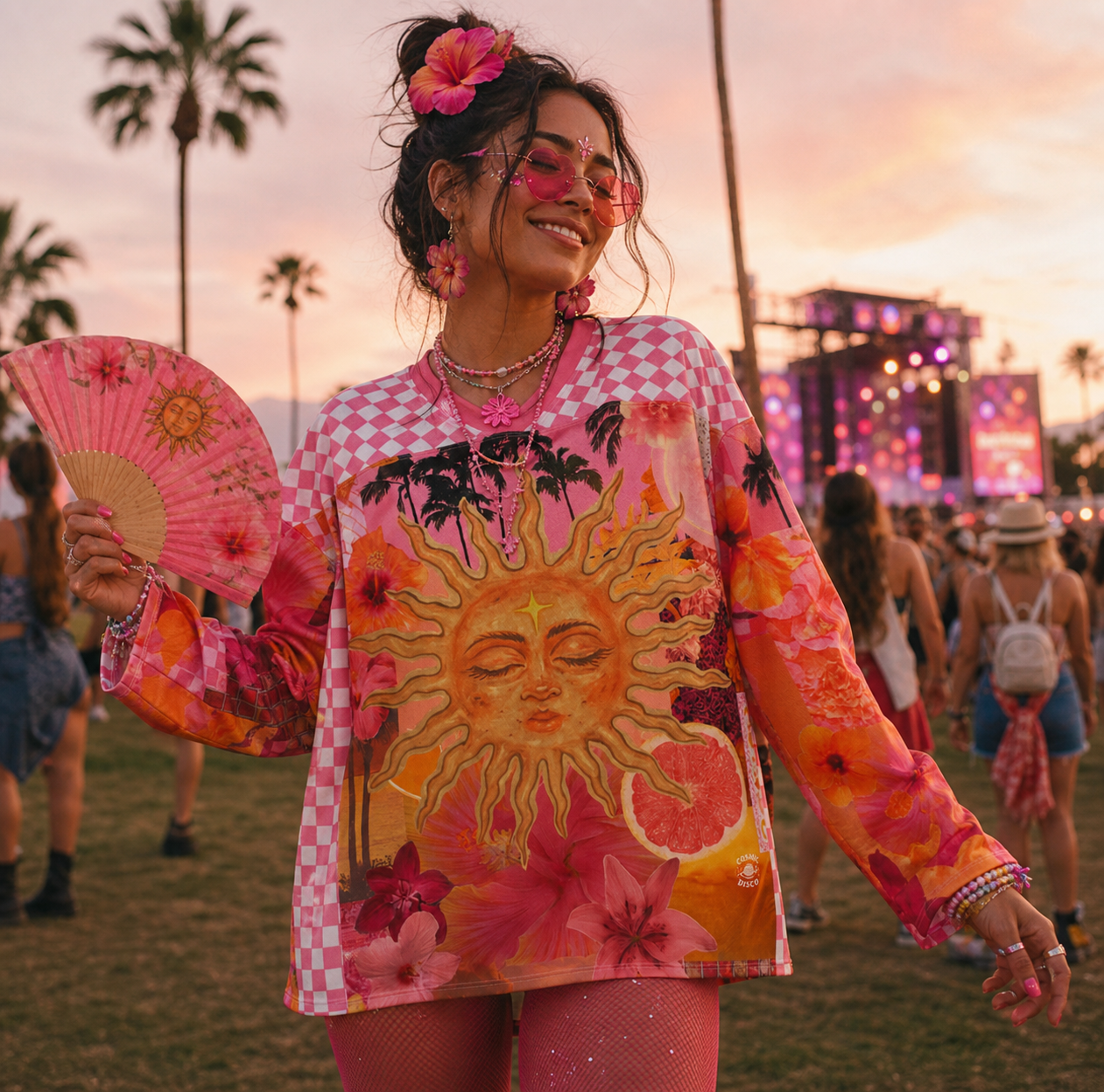 Celestial Sun Rave Jersey – Pink Festival Long Sleeve Jersey